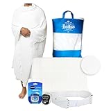 Islamic Men’s Hypoallergenic Premium Microfiber Ihram Towel Set for Hajj and Umrah – 2PCS Soft, Absorbent, Breathable Ahram/Ehram Towels – Adjustable Ihram Belt, Tasbih Counter, Vaseline – 110x220cm