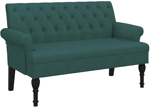 vidaXL Sofá biplaza pequeño de 47 pulgadas de ancho, sofá Chesterfield de tela con botones y reposabrazos enrollados para espacios pequeños, sofá de