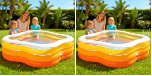 Image of Toy Imagine Beach Wave Holi Inflatable Pool 5 Sided with See-Through Sidewalls and Summer Bright Colour in Star Shaped for Children|Outdoor&Indoor Bath Tub for Kids /Bathing Tub|Portable & Foldable