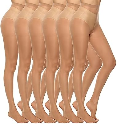 MANZI Women's 20D Sheer Silky Pantyhose – Run-Resistant High-Waist Nylon Tights with Control Top, Pa...