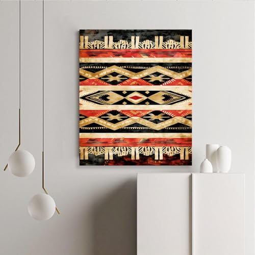 Toile Tribale Africaine pour Salon Chaleureux, Art Mural Géométrique Vintage