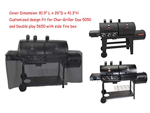 Prohome Direct Heavy Duty Waterproof Grill Cover For Char-Griller Duo 5050/5650 Double Play With Side Fire Box #TOP1