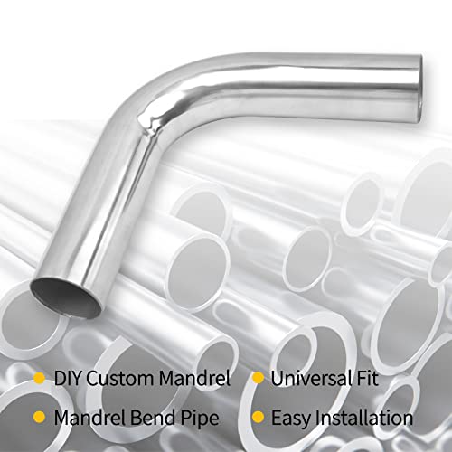 Image of 3 Inch 90 Degree DIY Custom Mandrel Exhaust Pipe Tube Pipe, T304 Stainless Steel, Universal Fit, 15.74 Inch End to End Length, 3'' OD Mandrel Bend Pipe