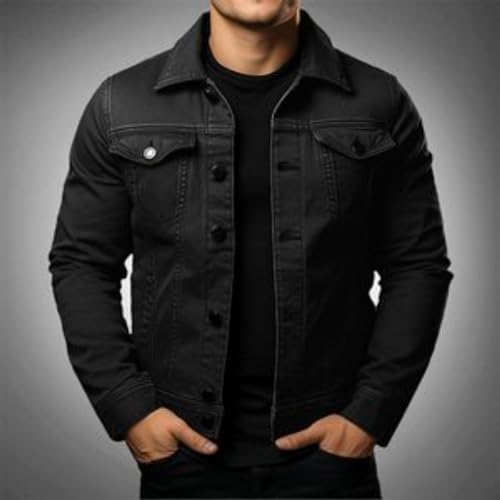 Mens Denim Jacket Lightweight Casual Lapel Button Down Cozy Shirts Jackets Fall Winer Cargo Jean Jacket with Pocket2