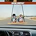 DUSCOKE Cute Swing Penguin Car Hanging Ornament, Flying Car Rear View Mirror Charm, Aesthetic Auto Pendant Accessories, Vehicle Interior Decoration Present for Women Men (Top hat/Headphones)