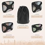 Shacke Premium 5 Packing Cubes Set - Lightweight Mesh Travel Luggage Organizers with Laundry Bag, 5-Piece Suitcase Storage System (Black) - Image 4