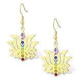 Orecchini da donna con fiore di loto chakra orecchini pendenti a forma di fiore di loto 7 chakra simbolo OM Buddha mandala protezione spirituale guarigione yoga meditazione (Oro)