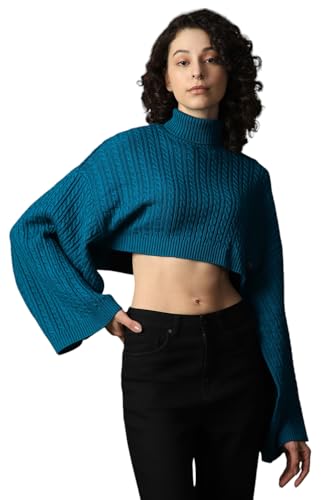 Image of High Star Women Acrylic Knitted Boxy Fit Turtle Neck Full Sleeves Sweaters 52