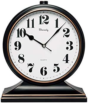 Beesealy Table Clock-Modern Table Clock Silent-Non-Ticking 10-inch dial, Clear and Easy to Read, Used for Living Room, Bedroom Decoration