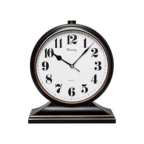 Beesealy Table Clock-Modern Table Clock Silent-Non-Ticking 10-inch dial, Clear and Easy to Read, Used for Living Room, Bedroom Decoration Cover
