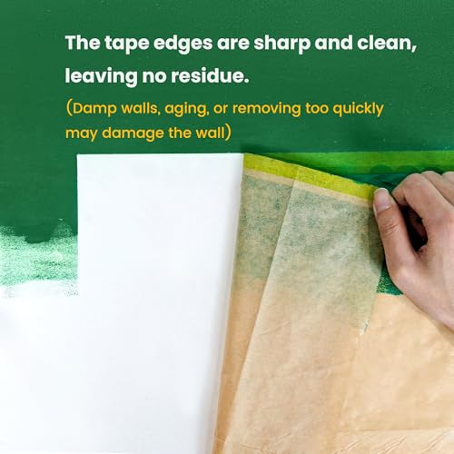 Image of Voomey Pre-Taped Masking Paper for Painting - 7 inch x 82 feet Tape and Drape Painters Paper, Paint Adhesive Protective Roll for Covering Skirting, Frames, Cars and DIY Projects