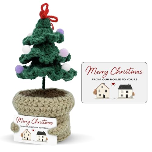Neighbor Gifts – Gifts for Neighbors – Handmade Crochet Christmas Tree with Quote: “Thank You...