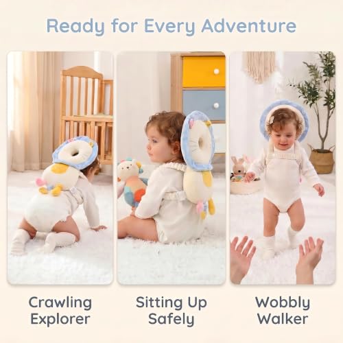 Image of Baby Head Protector Backpack - Soft & Lightweight Fall Cushion Backpack for Toddlers Walking and Crawling(Colorful Lion)