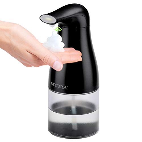 Secura Automatic Foaming Soap Dispenser 14oz/400ml Infrared Motion Sensor Premium Touchless Battery Operated Electric Automatic Foam Soap Dispenser (Black)
