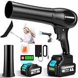 Leaf Blower Cordless with Extended Nozzle, 6 Speed Modes Turbo Jet Blower for Drying, Cordless Leaf Blower with 4.0AH Battery and Charger, Handheld Mini Leaf Blowers for Lawn Care, Patio, Car, Garage