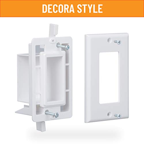 Wi4You Cable Pass Through Wall Plate White, Recessed Cable Wall Plate Built In Bracket For Drywall, Decora Side Opening For Low Voltage Cables In Wall Installation #TOP1