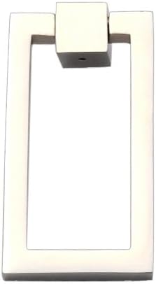 Prima Designer Ring Pulls 4”× 2” Solid Brass Home & Kitchen Décor Hardware Rectangular Ring Pull, Home Renovation Sand Casted & Hand Finished Cabinet Ring Pulls for Kitchen Drawers, Sturdy Chrome