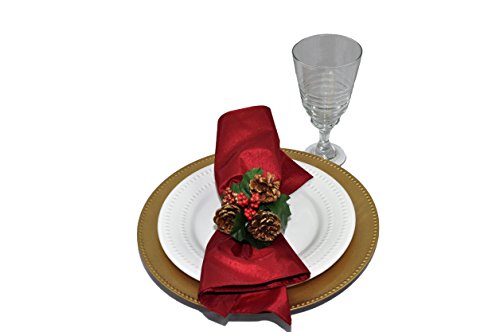Set de 4 platos dorados de 13 pulgadas con cuentas miniatura 3
