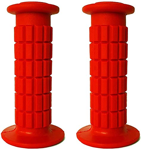 BMX - Puños para manillar de bicicleta para niños - Juego de dos piezas / PVC/para Junior /antideslizante/resistente a la intemperie / ciclismo /fácil instalación en manillar/niños niñas (rojo)