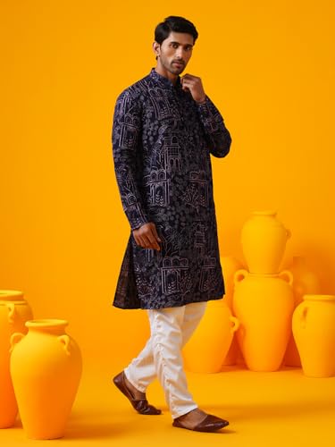 Image of SOJANYA (Since 1958 Men's Cotton Rayon Shiny Thread Sequinned Only Long Kurta
