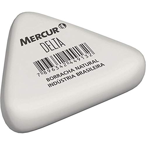 Borracha Branca Triangular, Mercur, Delta Branca, B0101030, Pote com 18 Unidades
