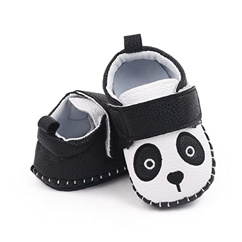 LIDIANO Baby Non Slip Rubber Sole Cartoon First Walking Slippers Crib Shoes Newborn Infant Toddler Training Shoes (0-6 Months, Panda)