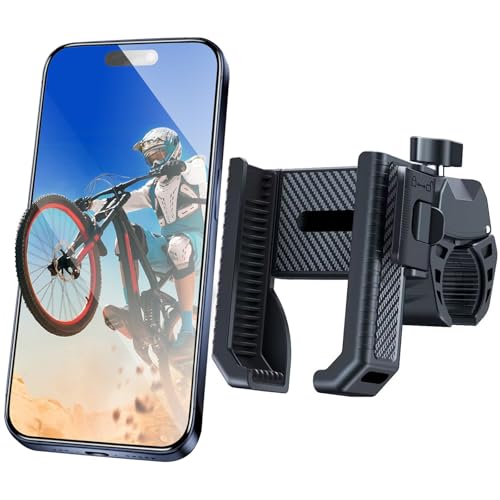 Mechrig Bike Phone Mount Holder, Motorcycle Phone Mount Handlebar Clamp One-Hand Release & Quick Lock - 360 Degree Rotation Compatible with iPhone & Android Smartphones from 4.5"-7",Black 89001A -  MR89001A#RX