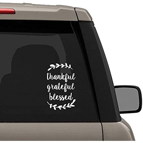 Simple Expressions Arts Window or Laptop Decal Thankful Grateful Blessed Family Religious Saying Lettering Quote Inspirational Sign Motivational Room Decor Cover