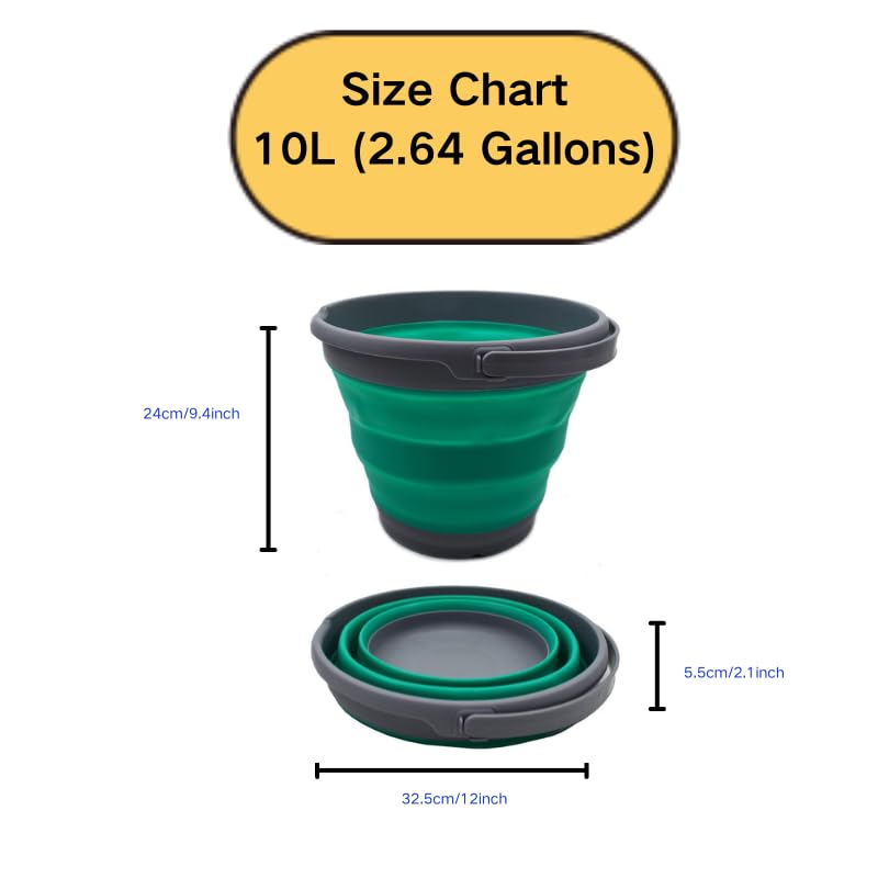 SAMMART 10L Collapsible Plastic Bucket - Foldable Portable Tub For Camping, Fishing, Cleaning