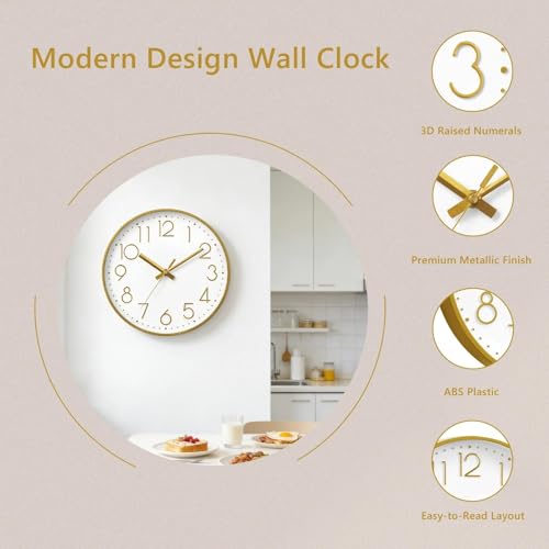 Reloj de pared DAXSMY 14 pulgadas silencioso moderno 3D miniatura 4