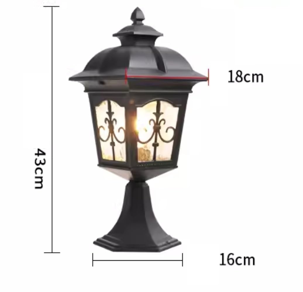 Oświetlenie Ogrodowe Europejska Lampa Słupowa, Szklana Aluminiowa, Lampa Słupkowa, Oświetlenie Ogrodowe, Oświetlenie Zewnętrzne E27, Oświetlenie Tarasu, Ganku I Bramy Słupki Oświetleniowe(Bronze)
