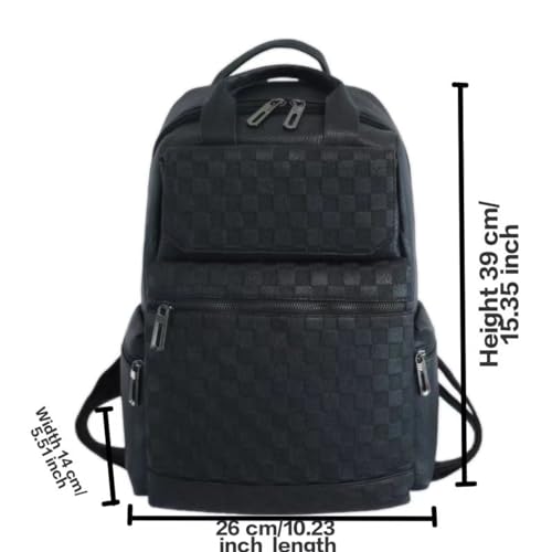 Fashion PU soft leather backpack, student schoolbag, large capacity laptop bag, business travel multifunctional backpack(black)2