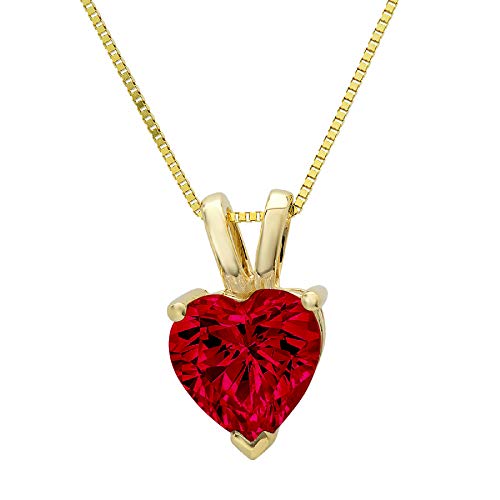 Clara Pucci 2.1 Ct Brilliant Heart Cut Stunning Genuine Flawless Natural Red Garnet Gemstone Solitaire Pendant Necklace With 16" Gold Chain Box Birthstone Solid 18K Yellow Gold #TOP1