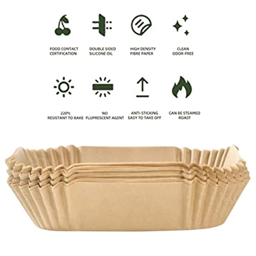 Finece Air Fryer Liners Square, 100Pcs For 2 To 5 Qt Air Fryer Disposable Paper Liner, 6.3 Inch Unbleached Non-Stick Oil-Proof Parchment Paper #TOP5