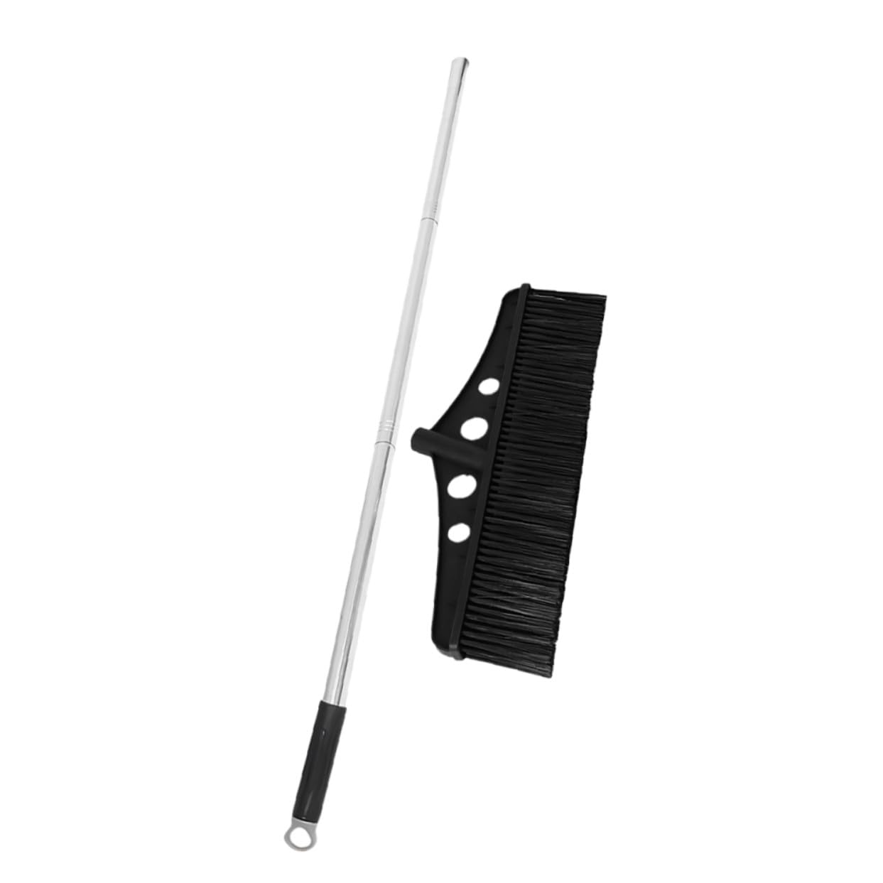 Scopa da Giardino in Acciaio Inossidabile Larga e Setole in Nylon Nera con Impugnatura Confortevole per Pulizia Efficiente di Patio e Decking Esterni
