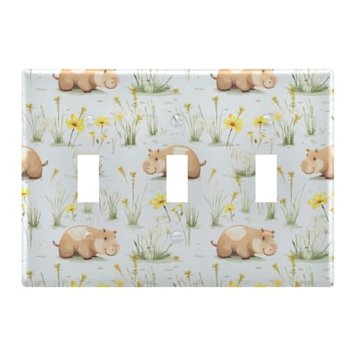 Light Switch Cover Cute Rhino Wall Plates for Electrical Outlets 3 Gang 202a8949