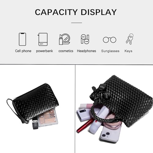 Image of Woven Tote Bag for Women with Coin Purse, Foldable Chain Small Crossbody Handbags, Fashion Shoulder Bag, Hobo Satchel