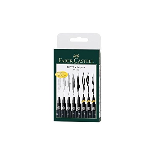 Faber-Castell 167137 - Tuschestift Pitt Artist Pen, 8er Kunststoffetui, schwarz