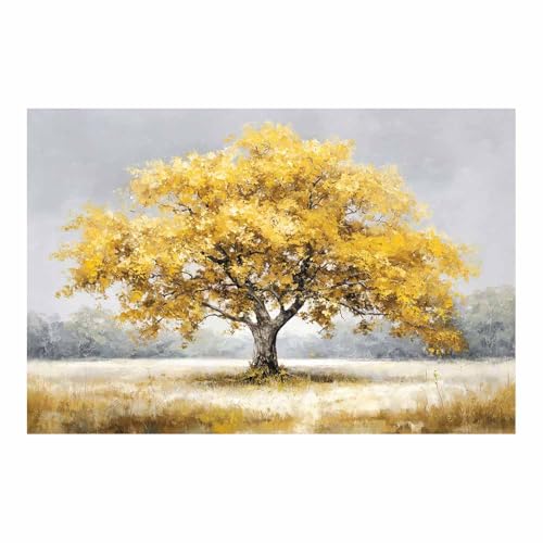 L'arbre de la vie impression sur toile ZAMAEIU en format 60x90cm jaune et sans cadre