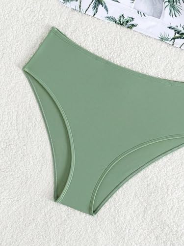 SweatyRocks Girl's Two Piece Bathing Suit Graphic Print Cut Out Spaghetti Strap High Waist Bikini Swimsuit4