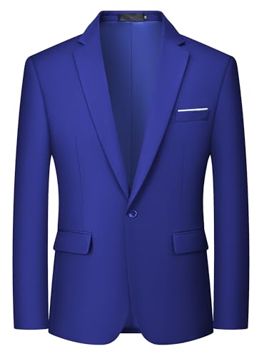 MAGE MALE Mens One Button Blazer Casual Solid Color Suit Jacket Slim Fit Lightweight Sport Coats Blazers Royal Blue