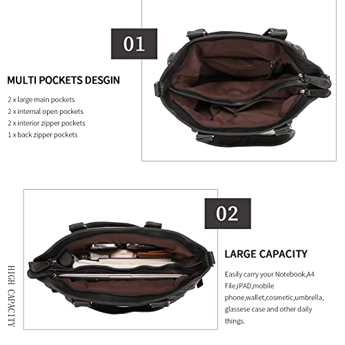 Image of KL928 Large Purses for Women Shoulder Bag Tote Handbags Stylish Vegan Leather Hobo Bags Ladies, A-Black-4 | Large