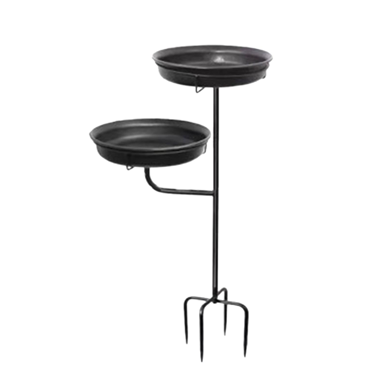 Fenteer Bebedero para Pájaros Plato de Alimentación Bandeja para Aves Cuenco para Exterior Hecho de Hierro con Acabado Decorativo Elegante Adecuado P, Negro