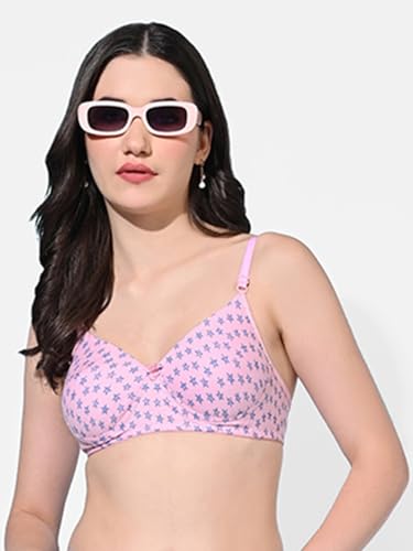 Image of FIMS - Fashion is my style Women Cotton Blend Padded Non-Wired Everyday Bra Pack of 1 Cup- B Multicolor