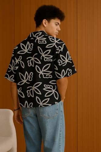 Image of TAGDO Men's Printed Cotton Casual Shirt | Half Sleeve Floral Print Shirt for Man | Relaxed Oversized Fit & Perfect for Casual, Office & Formal Wear (2050)