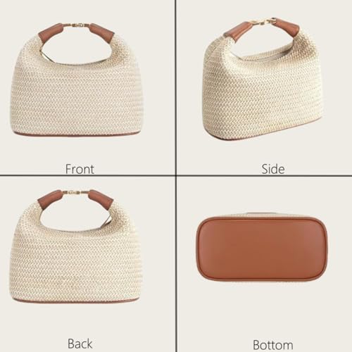 Straw Crossbody Bag for Women, Summer Raffia Handbag Top Handle Woven Tote Purse Vacation Handmade Bucket Clutch Bag2