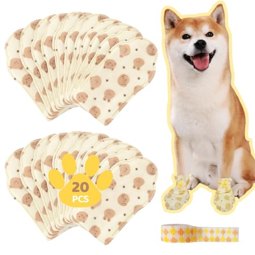 Disposable Dog Booties 20PCS with Medical-Grade Adjustable Bandage Summer Breathable Paw Protectors & Foot Wrap Covers for Outdoor Walking Wound Care Recovery & Prevent Licking (Medium)