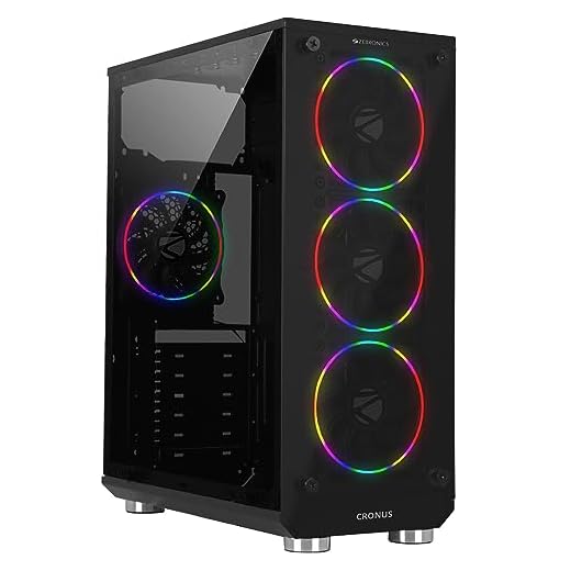 Zebronics Zeb-Cronus Premium Gaming Cabinet with Mirror Finish Tempered Glass On Front,Tempered Glass On Side & 4 x120mm Rainbow Double Ring LED Fans