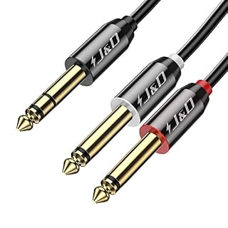 J&D 6.35mm Mono Audio Câble, Plaqué Or 2 x 6.35mm (1/4 Pouce) TS Mono insérer Audio Câble avec Tresse en Nylon et en… - Les Beatles, Paul McCartney, John Lennon, RIngo Starr, George Harrison