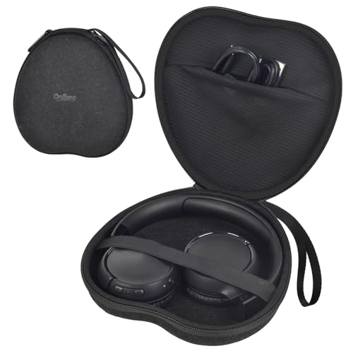 Ordlyne Premium Felt Over-Ear Headphone Case Compatible with JBL for KVIDIO for TOZO Soundcore Anti-Crush Hard Shell Travel Storage Bag with Cable Pocket&Carabiner for Commuters&Gym -Box Only (Black)